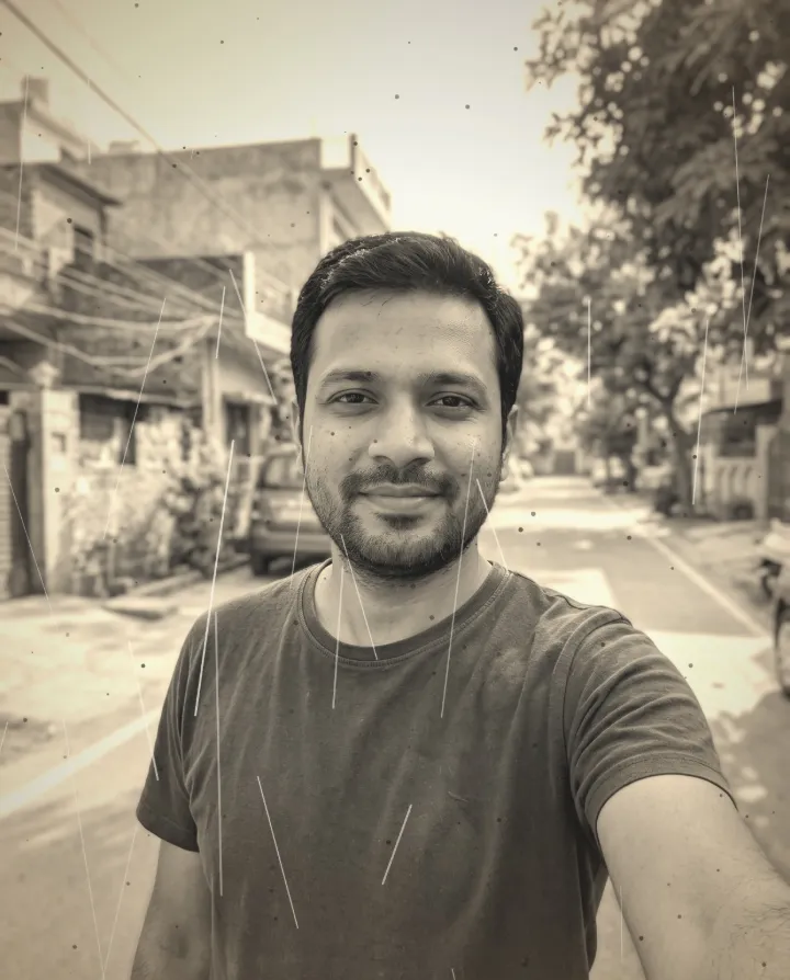 A faded sepia photo with scratches and specks (an AI-generated person)